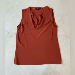 Espresso Sleeveless Chic Cowl Neck Top - Rusty Terracotta sz 4